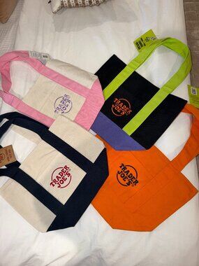 4- Trader Joe's Mini Canvas Tote Bags -Limited Edition- NWT